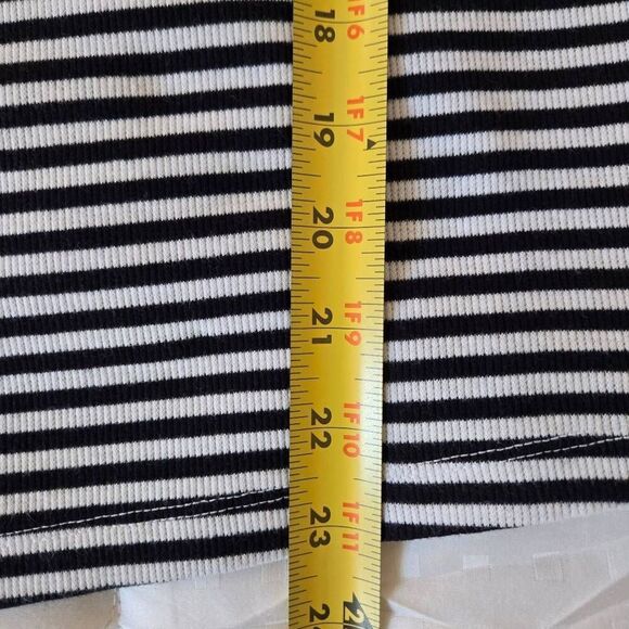 T By Talbots Womens Striped Cotton Blend Ribbed Knit Tee Black White Small - Picture 8 of 11